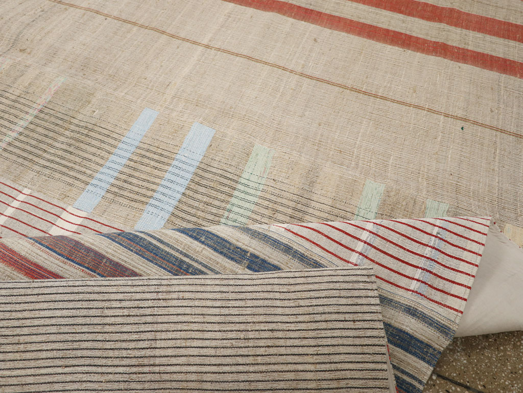 Vintage Turkish Flatweave Kilim Large Room Size Carpet, No.33591 - Staging