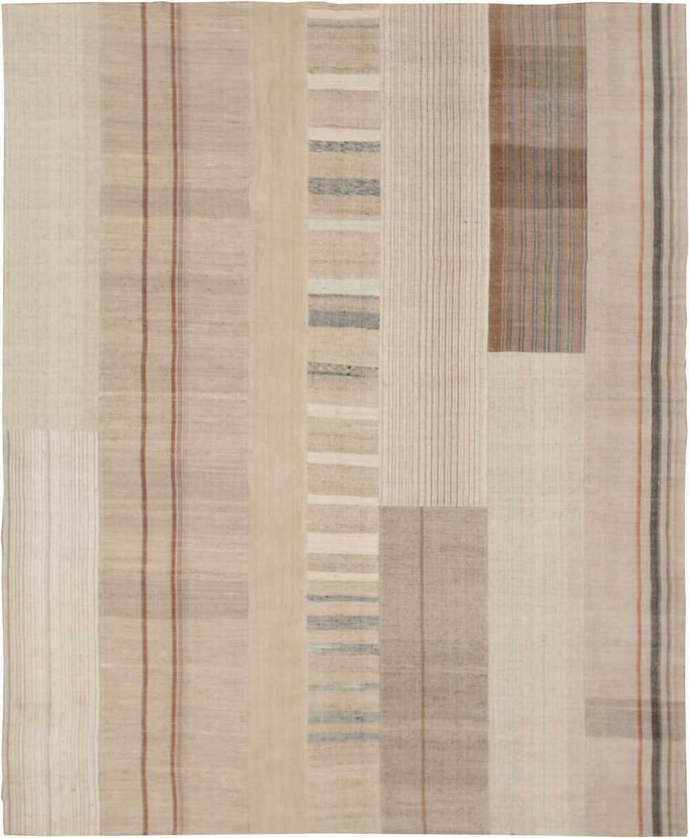 Vintage Turkish Flatweave Kilim Room Size Carpet, No.33593 - Staging