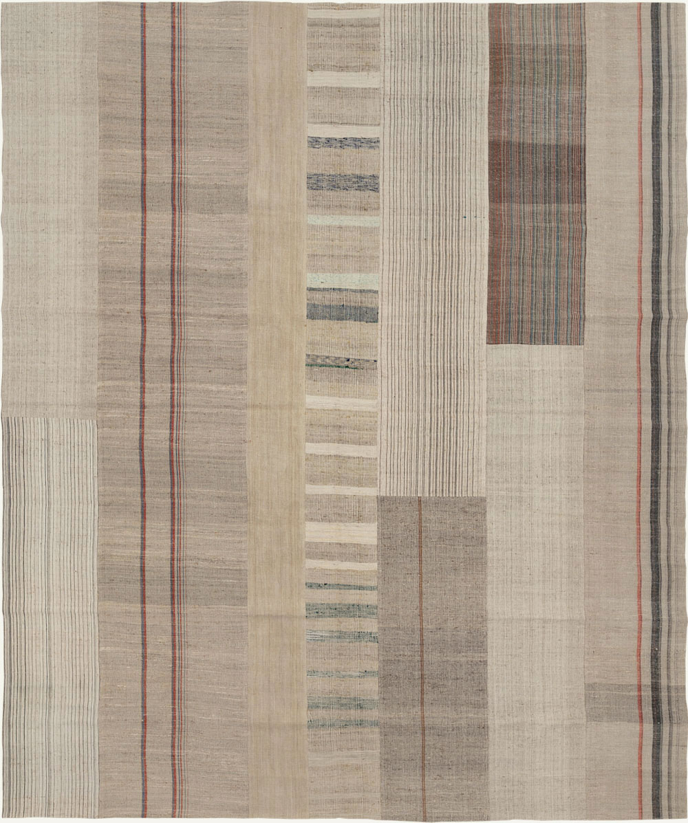 Vintage Turkish Flatweave Kilim Room Size Carpet, No.33593 - Staging