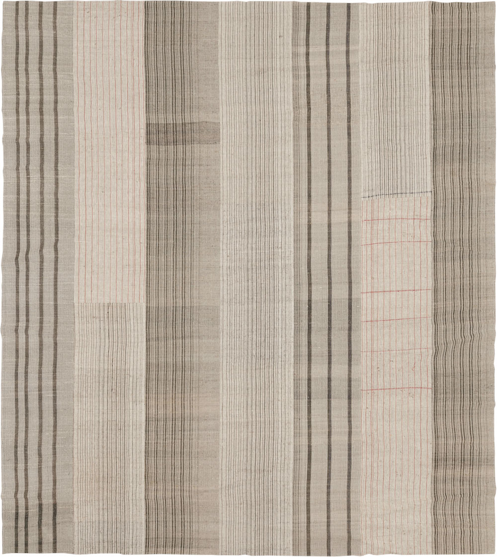 Vintage Turkish Flatweave Kilim Large Room Size Carpet, No.33596 - Staging