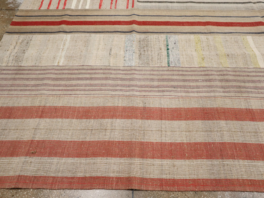 Vintage Turkish Flatweave Kilim Large Room Size Carpet, No.33597 - Staging