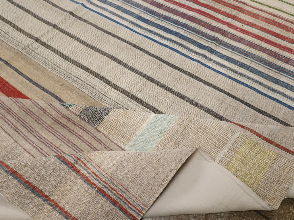 Vintage Turkish Flatweave Kilim Large Room Size Carpet, No.33597 - Staging