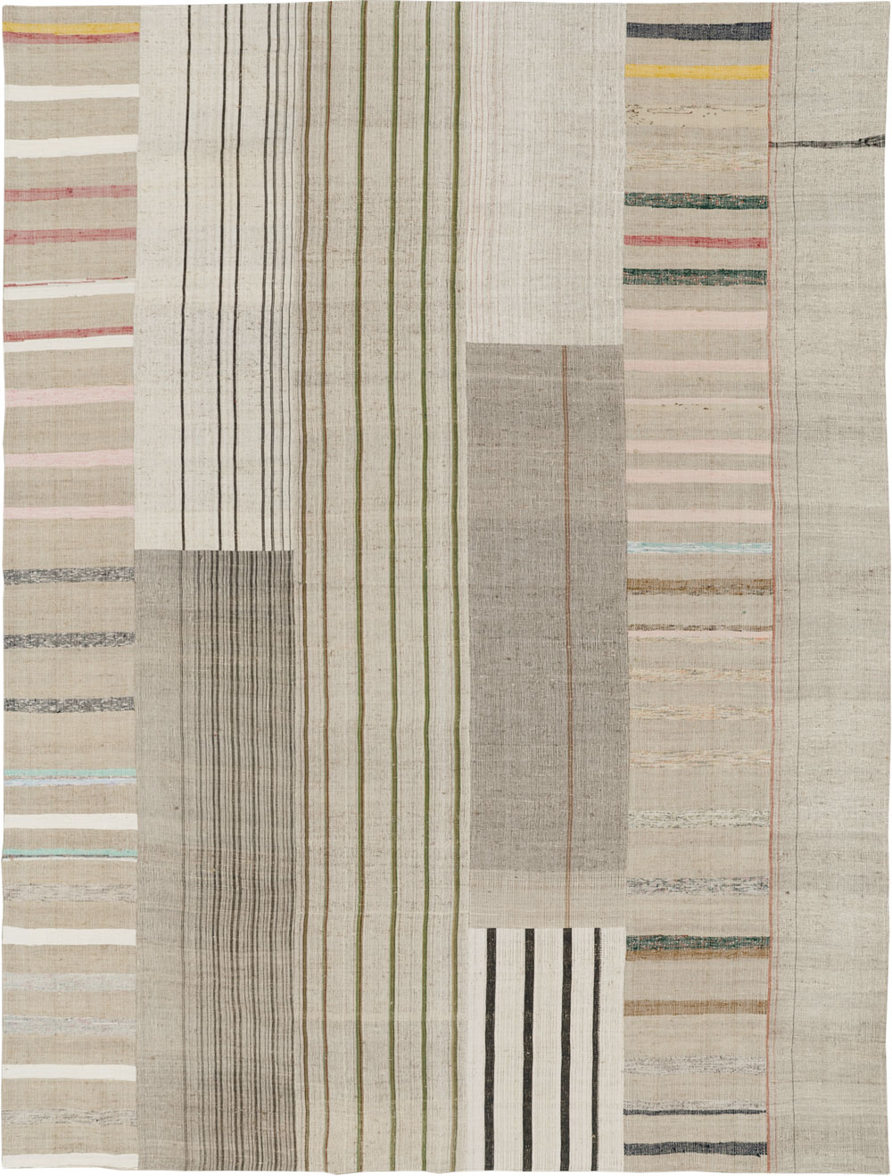 Vintage Turkish Flatweave Kilim Room Size Carpet, No.33602 - Staging