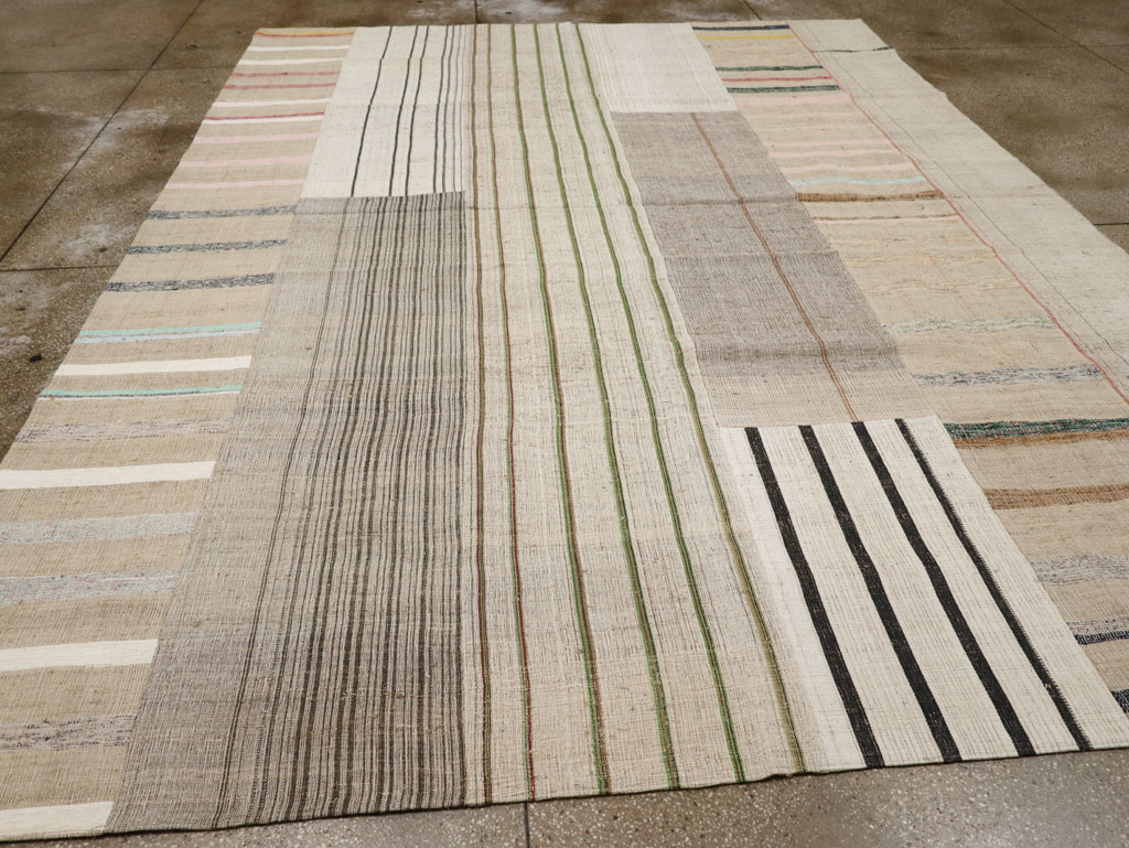 Vintage Turkish Flatweave Kilim Room Size Carpet, No.33602 - Staging