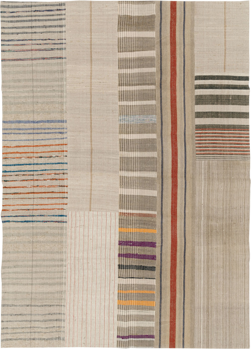 Vintage Turkish Flatweave Kilim Room Size Carpet, No.33603 - Staging