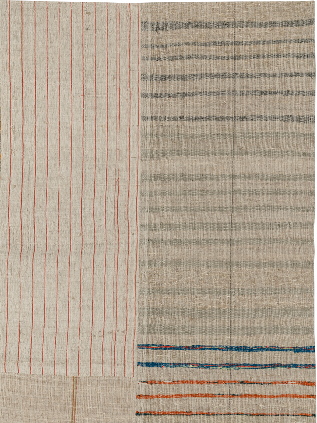 Vintage Turkish Flatweave Kilim Room Size Carpet, No.33603 - Staging