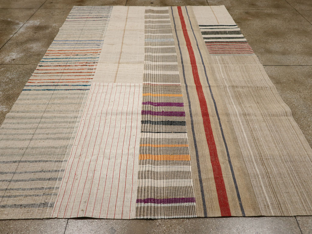 Vintage Turkish Flatweave Kilim Room Size Carpet, No.33603 - Staging