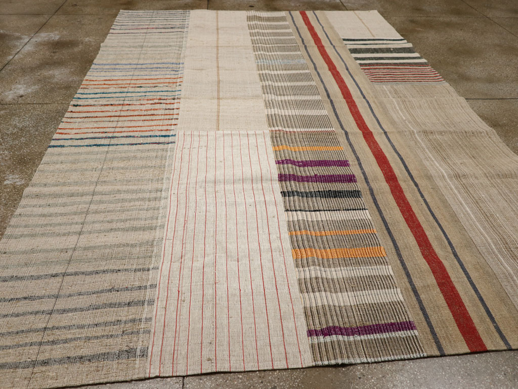 Vintage Turkish Flatweave Kilim Room Size Carpet, No.33603 - Staging