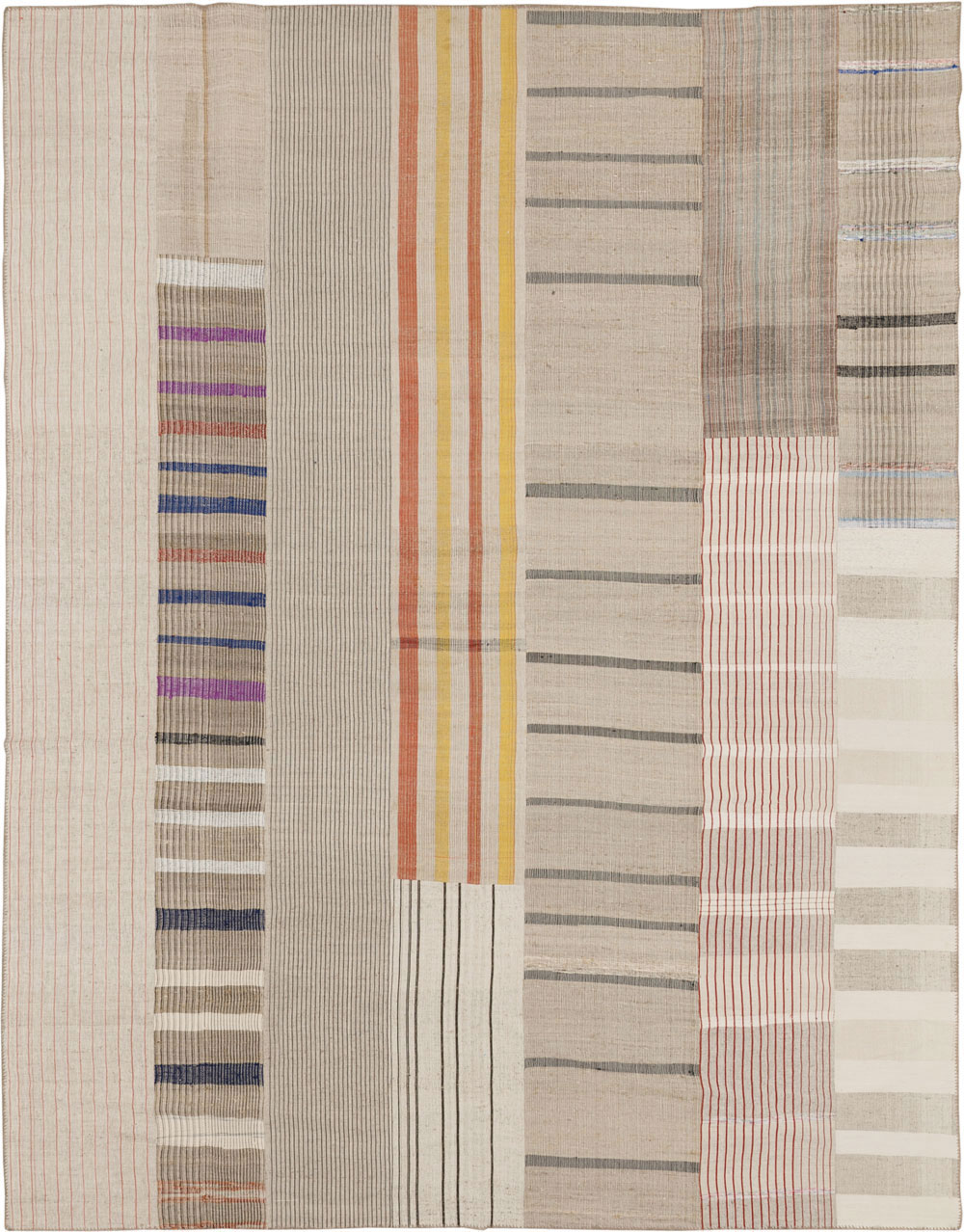 Vintage Turkish Flatweave Kilim Room Size Carpet, No.33605 - Staging