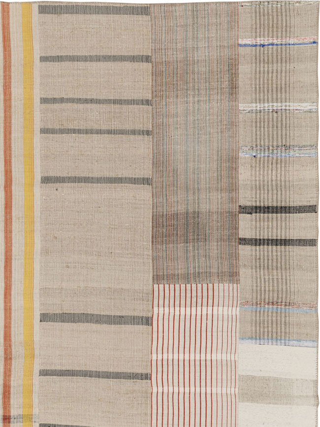 Vintage Turkish Flatweave Kilim Room Size Carpet, No.33605 - Staging