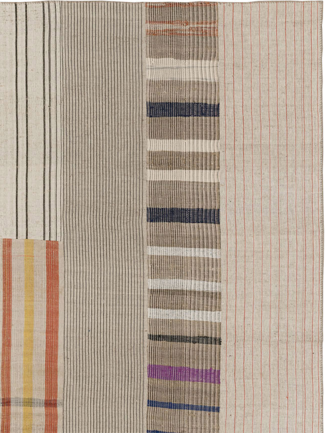 Vintage Turkish Flatweave Kilim Room Size Carpet, No.33605 - Staging