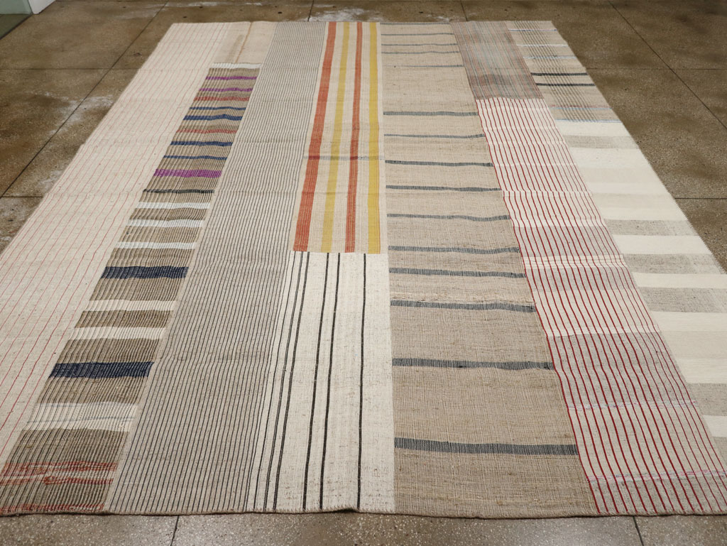 Vintage Turkish Flatweave Kilim Room Size Carpet, No.33605 - Staging