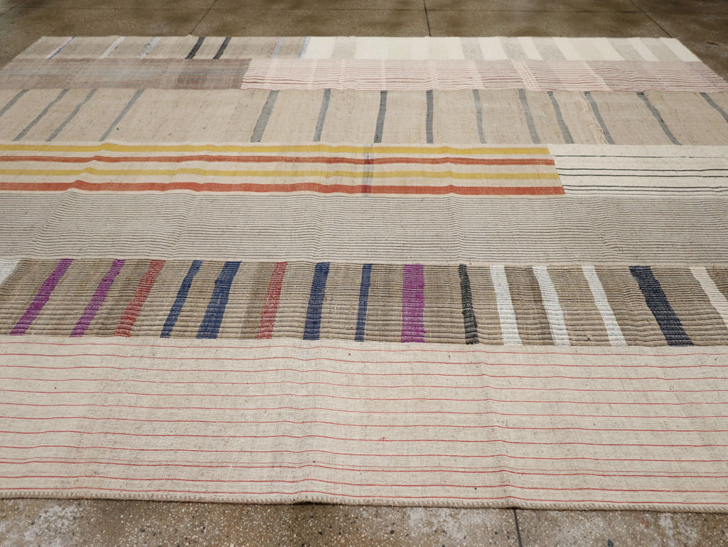 Vintage Turkish Flatweave Kilim Room Size Carpet, No.33605 - Staging