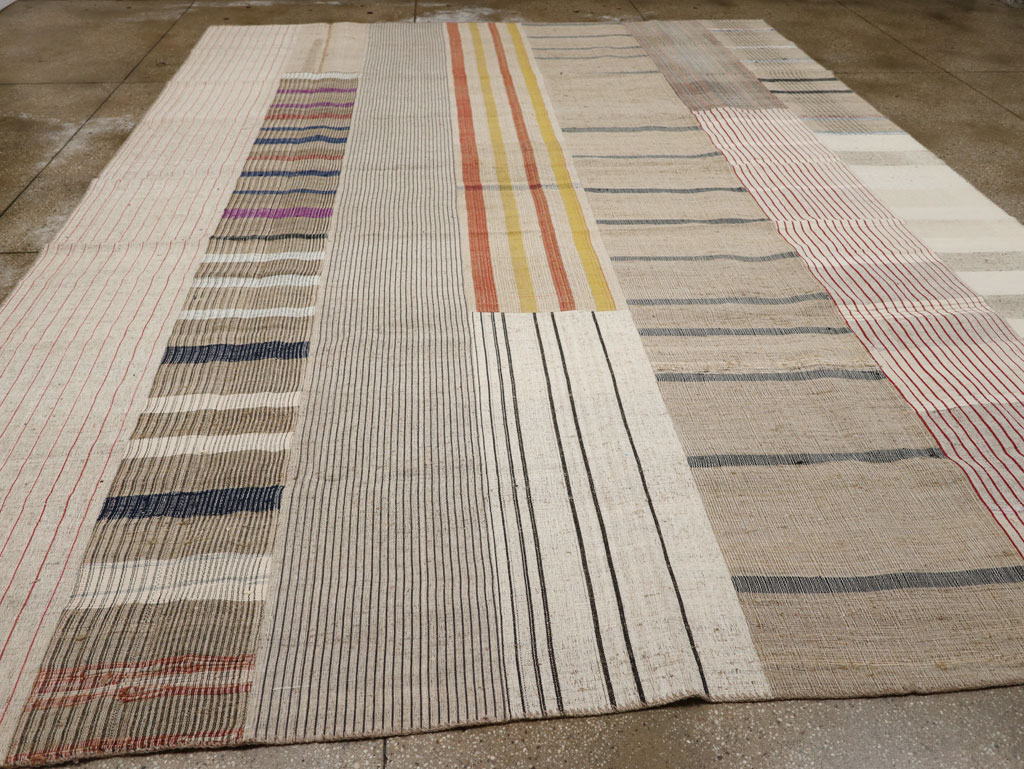 Vintage Turkish Flatweave Kilim Room Size Carpet, No.33605 - Staging