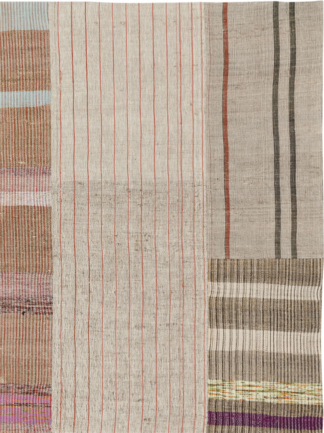 Vintage Turkish Flatweave Kilim Room Size Carpet, No.33606 - Staging