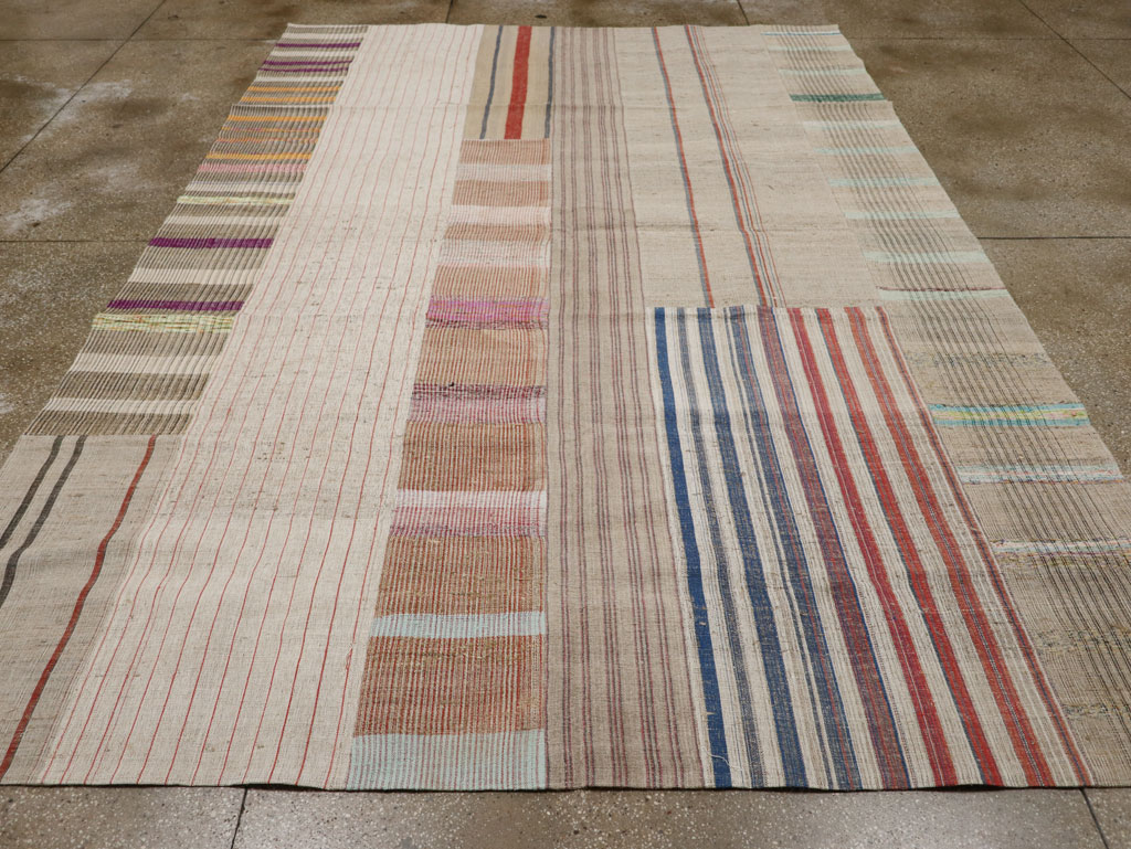 Vintage Turkish Flatweave Kilim Room Size Carpet, No.33606 - Staging