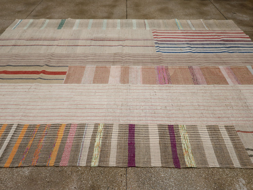 Vintage Turkish Flatweave Kilim Room Size Carpet, No.33606 - Staging