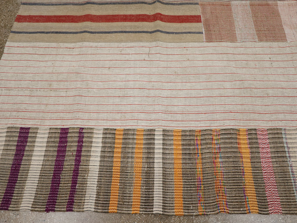 Vintage Turkish Flatweave Kilim Room Size Carpet, No.33606 - Staging