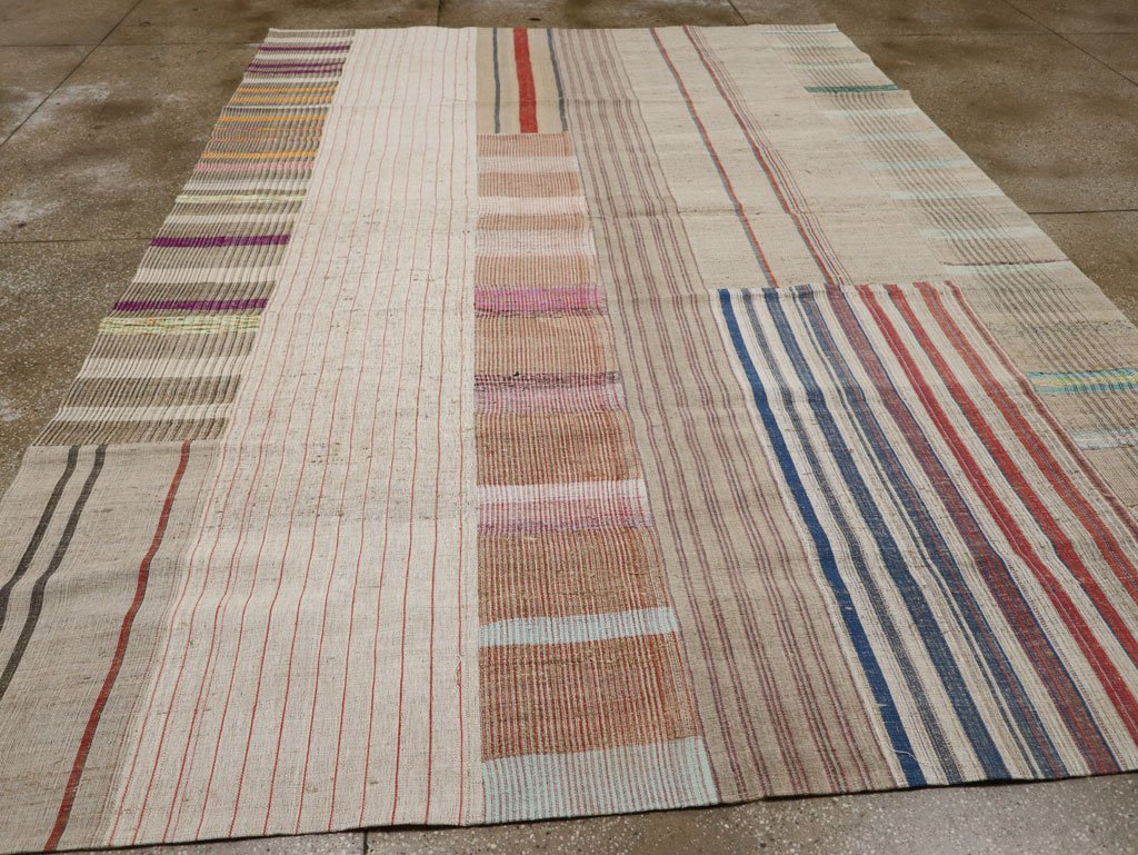 Vintage Turkish Flatweave Kilim Room Size Carpet, No.33606 - Staging