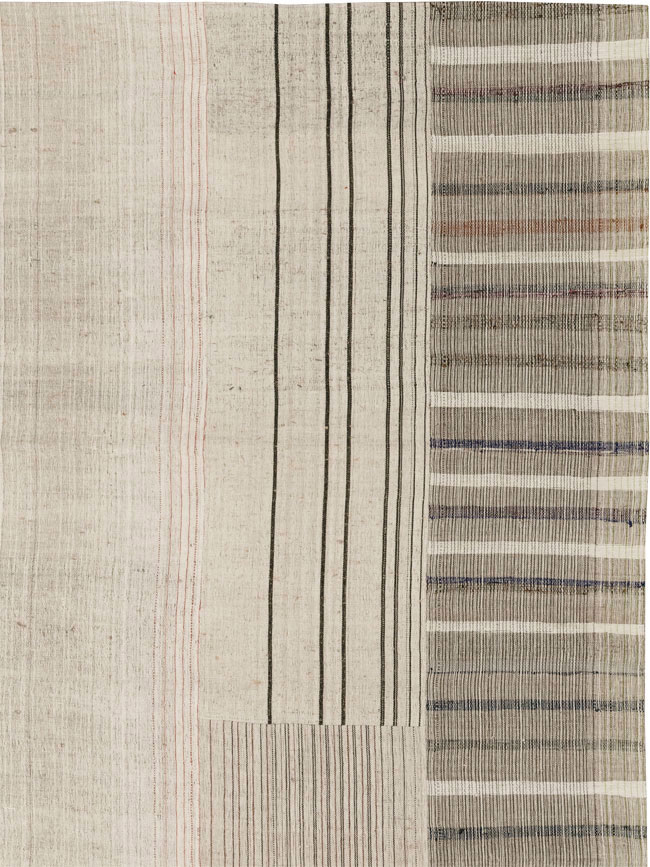 Vintage Turkish Flatweave Kilim Large Room Size Carpet, No.33609 - Staging