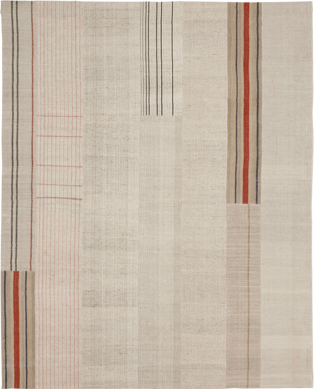 Vintage Turkish Flatweave Kilim Large Room Size Carpet, No.33610 - Staging