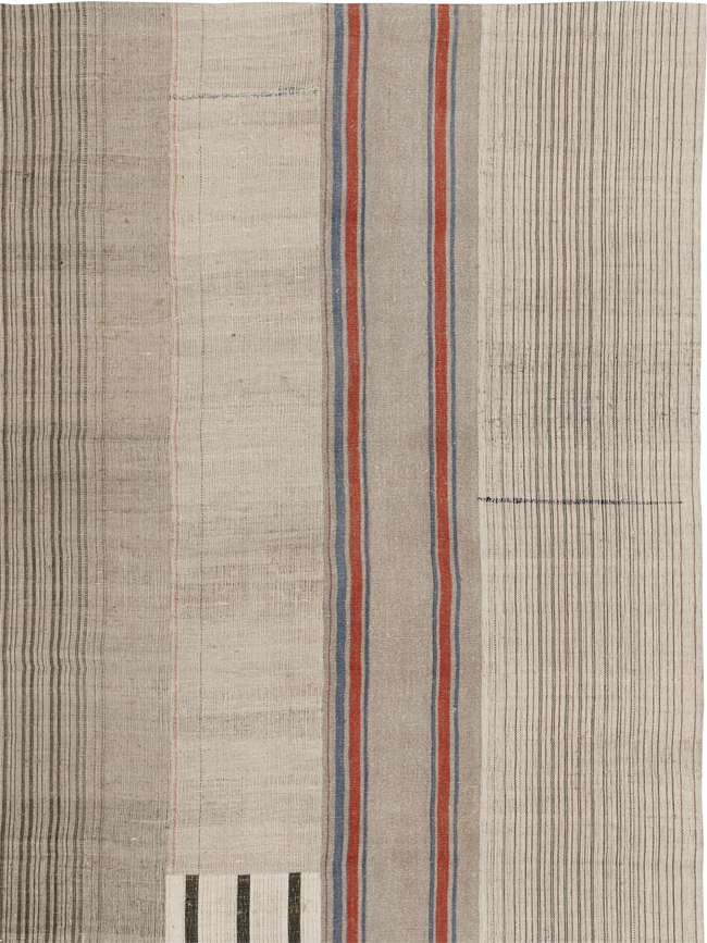 Vintage Turkish Flatweave Kilim Room Size Carpet, No.33611 - Staging