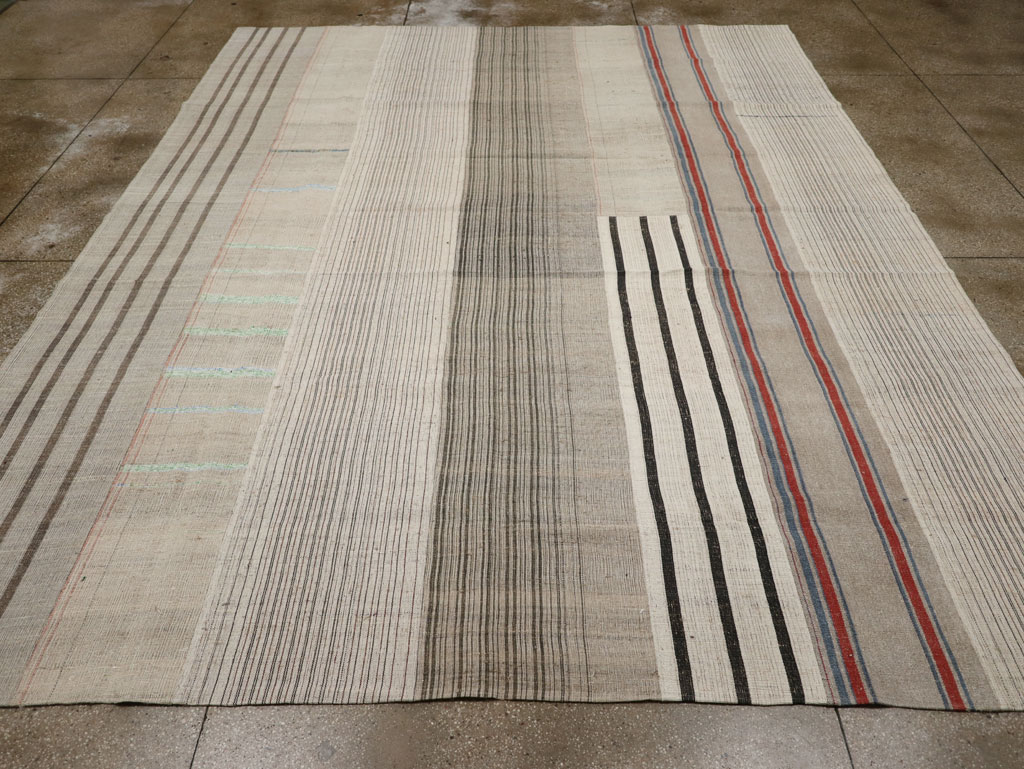 Vintage Turkish Flatweave Kilim Room Size Carpet, No.33611 - Staging