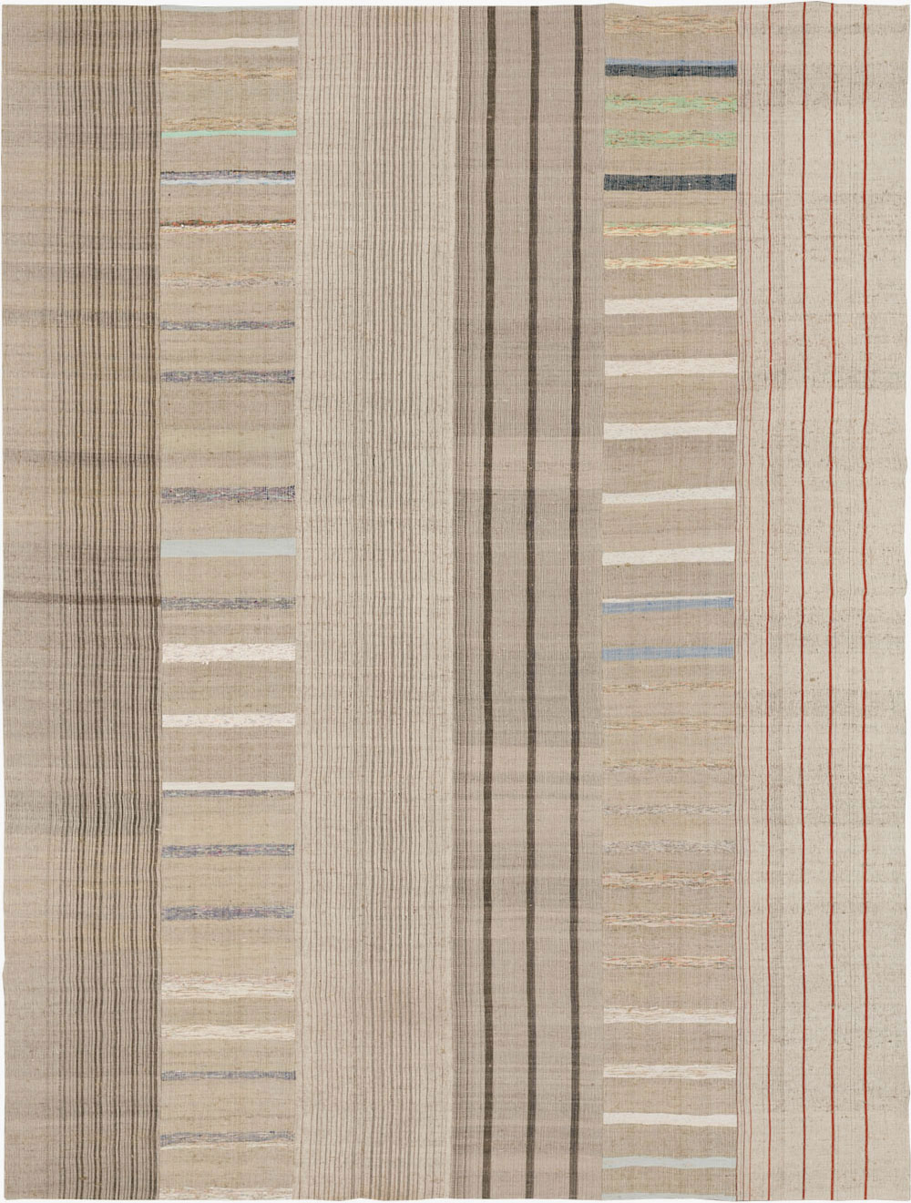 Vintage Turkish Flatweave Kilim Room Size Carpet, No.33612 - Staging