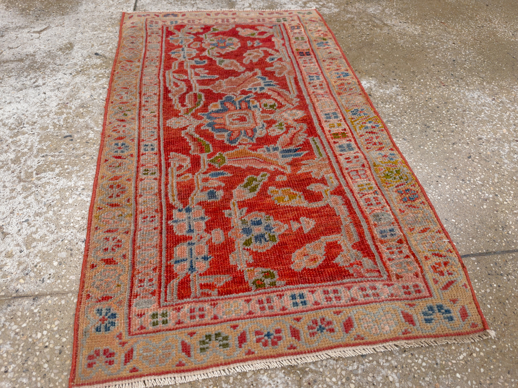 Antique Persian Sultanabad Throw Rug (Pair: 1 of 2), No.33634 - Staging