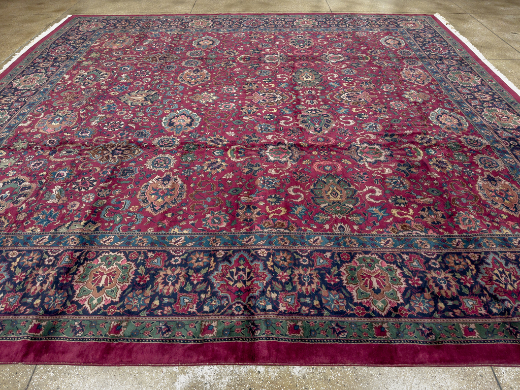 Antique Indian Lahore Large Square Room Size Carpet, No.33643 - Staging