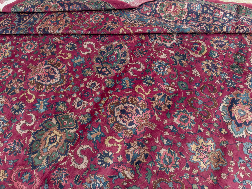 Antique Indian Lahore Large Square Room Size Carpet, No.33643 - Staging