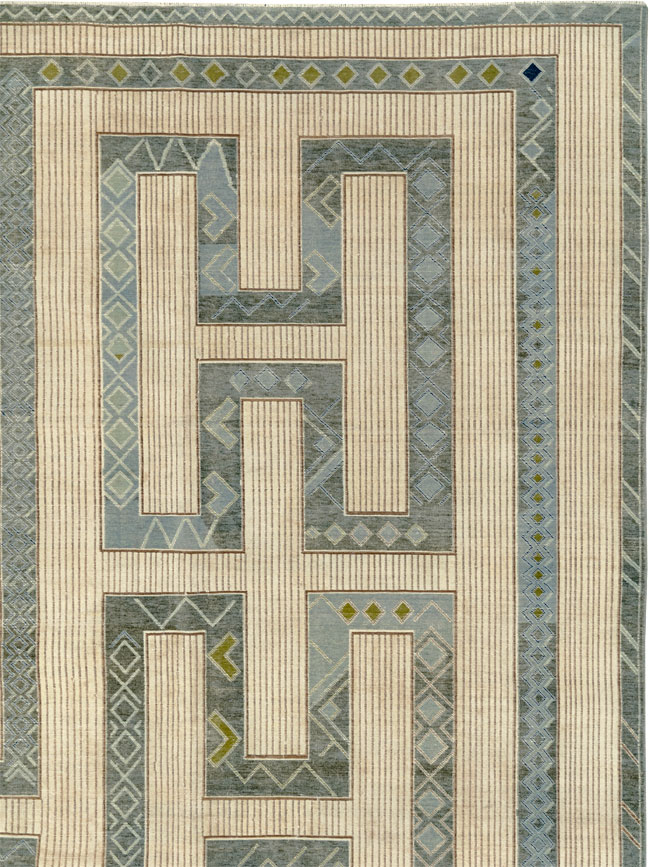 African Tuareg Inspired Turkish Modern Room Size Carpet, No.33647 - Staging