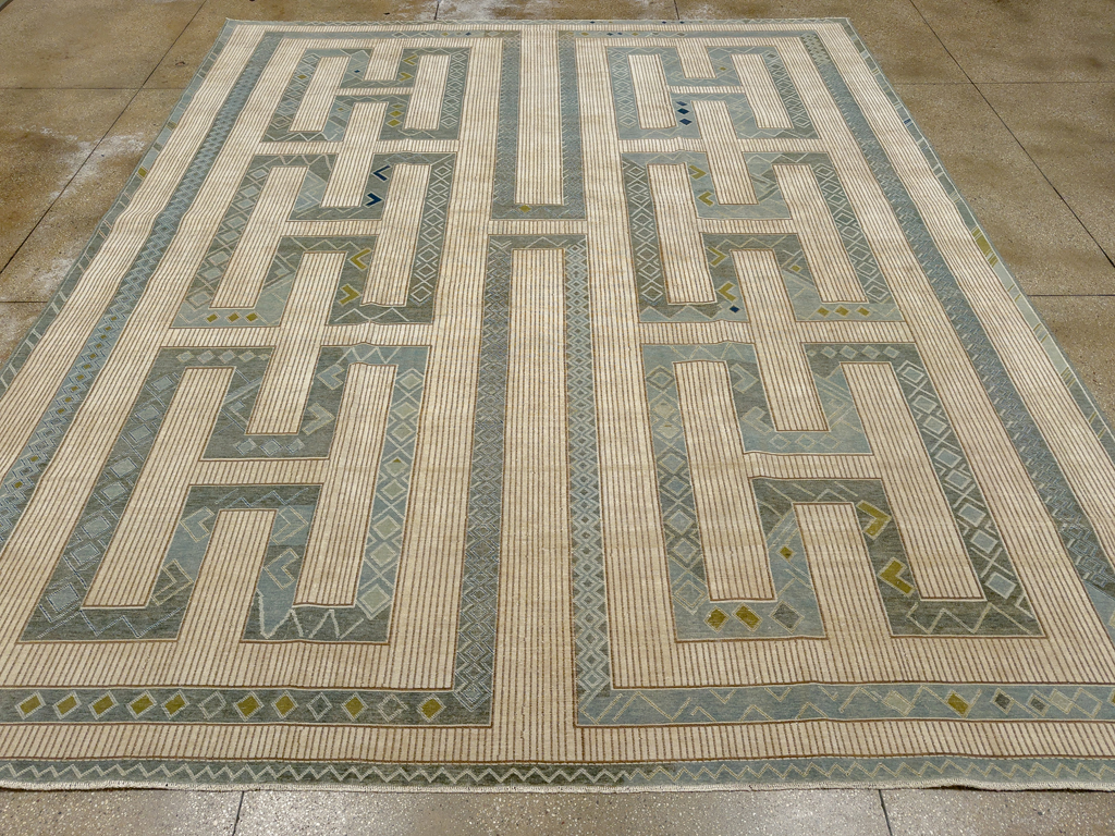 African Tuareg Inspired Turkish Modern Room Size Carpet, No.33647 - Staging