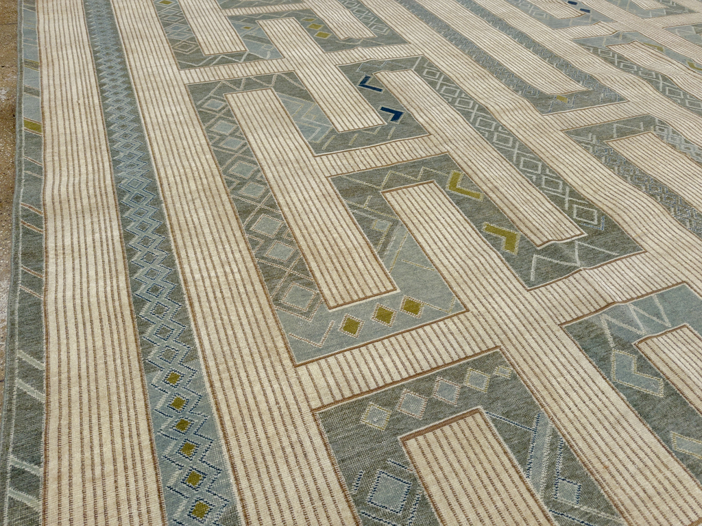 African Tuareg Inspired Turkish Modern Room Size Carpet, No.33647 - Staging