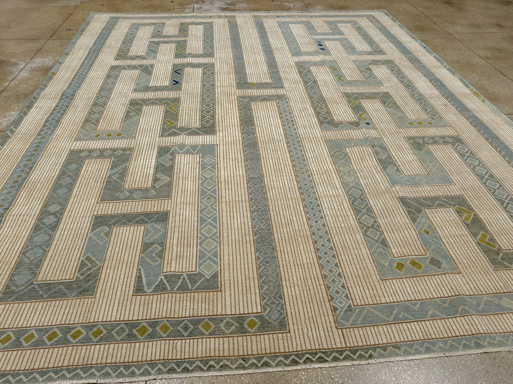 African Tuareg Inspired Turkish Modern Room Size Carpet, No.33647 - Staging