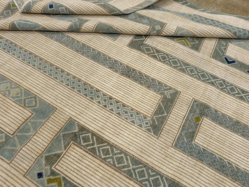 African Tuareg Inspired Turkish Modern Room Size Carpet, No.33647 - Staging