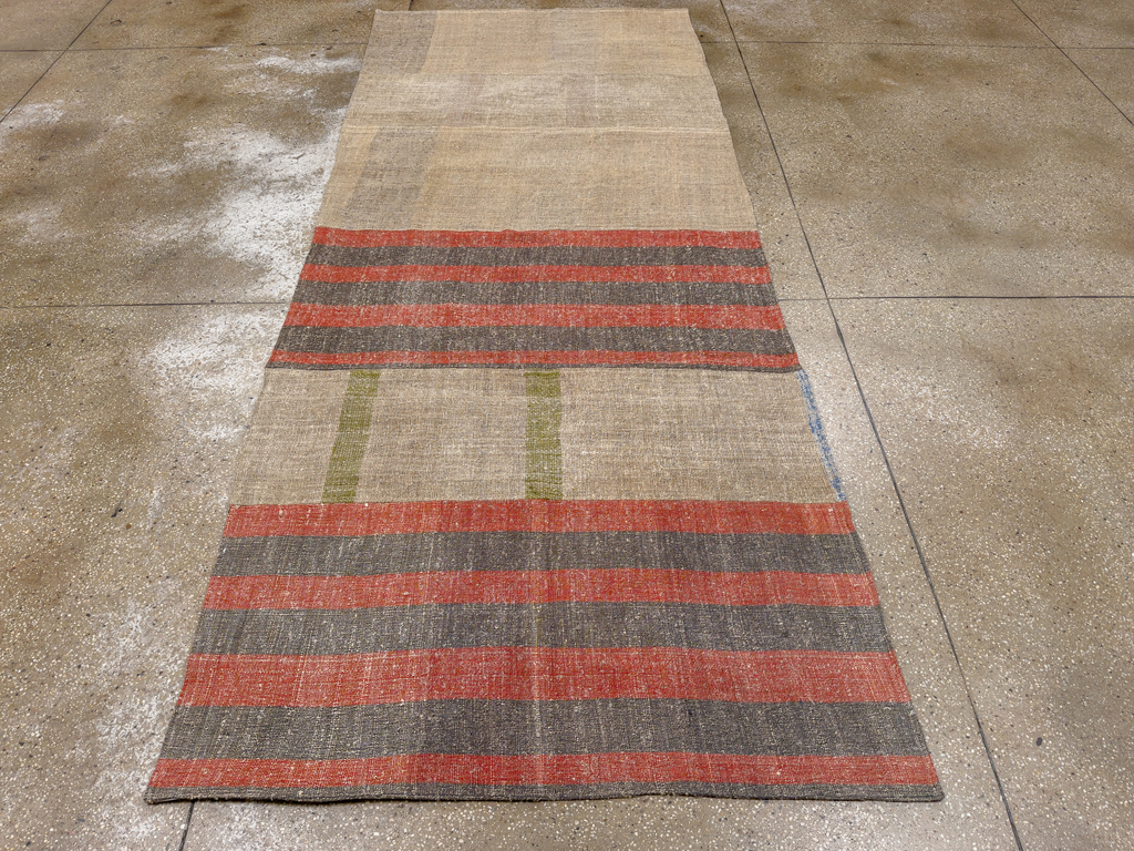 Vintage Turkish Flatweave Kilim Wide Gallery Runner, No.33652 - Staging