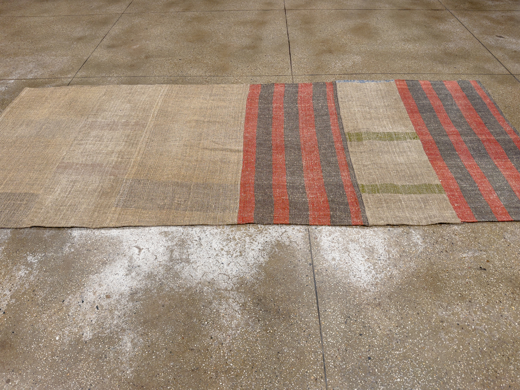 Vintage Turkish Flatweave Kilim Wide Gallery Runner, No.33652 - Staging