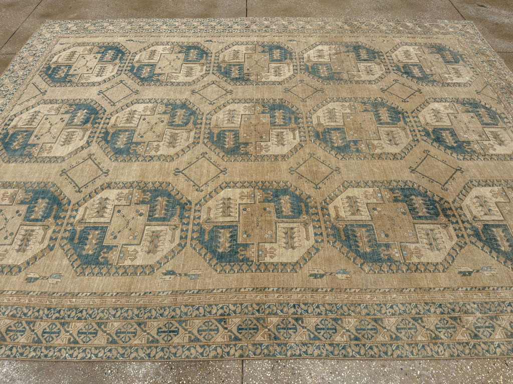Vintage Central Asian Turkoman Room Size Carpet, No.33666 - Staging
