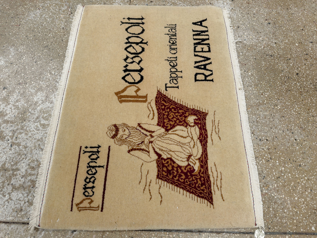 Vintage Persian Kashan Pictorial Rug (Pair: 1 of 2), No.33667 - Staging