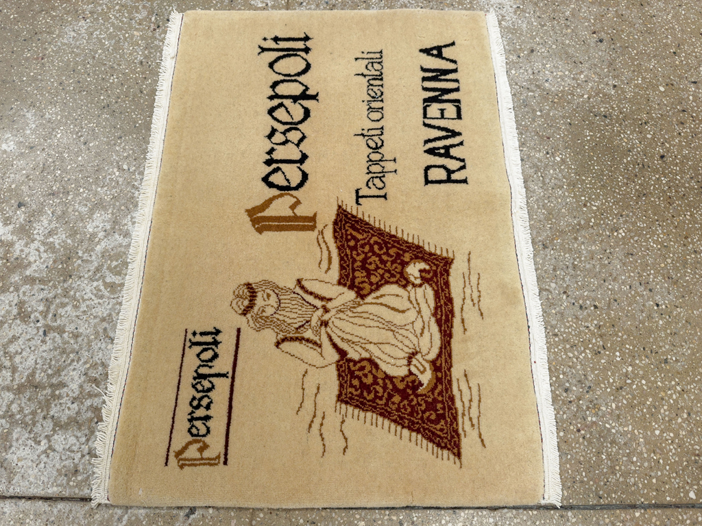 Vintage Persian Kashan Pictorial Rug (Pair: 2 of 2), No.33668 - Staging