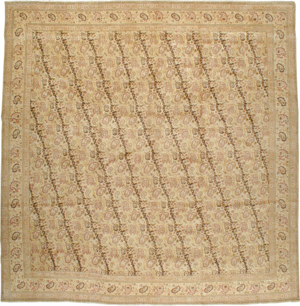 Antique Persian Tabriz Square Carpet, No.8048 - Staging