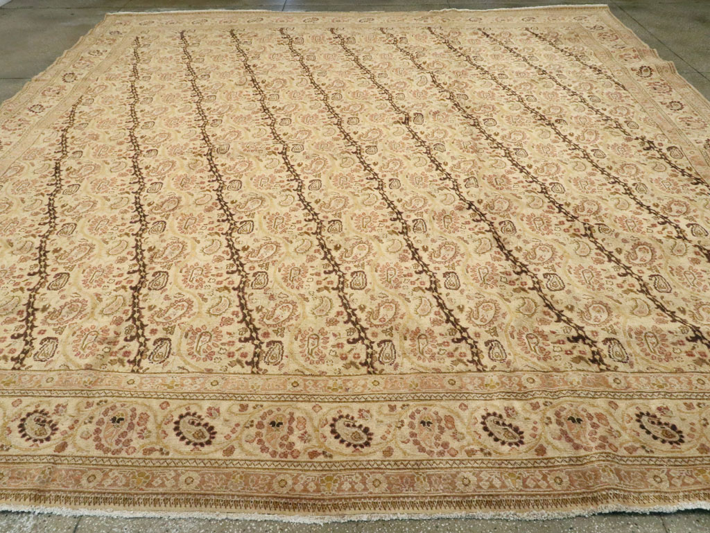 Antique Persian Tabriz Square Carpet, No.8048 - Staging