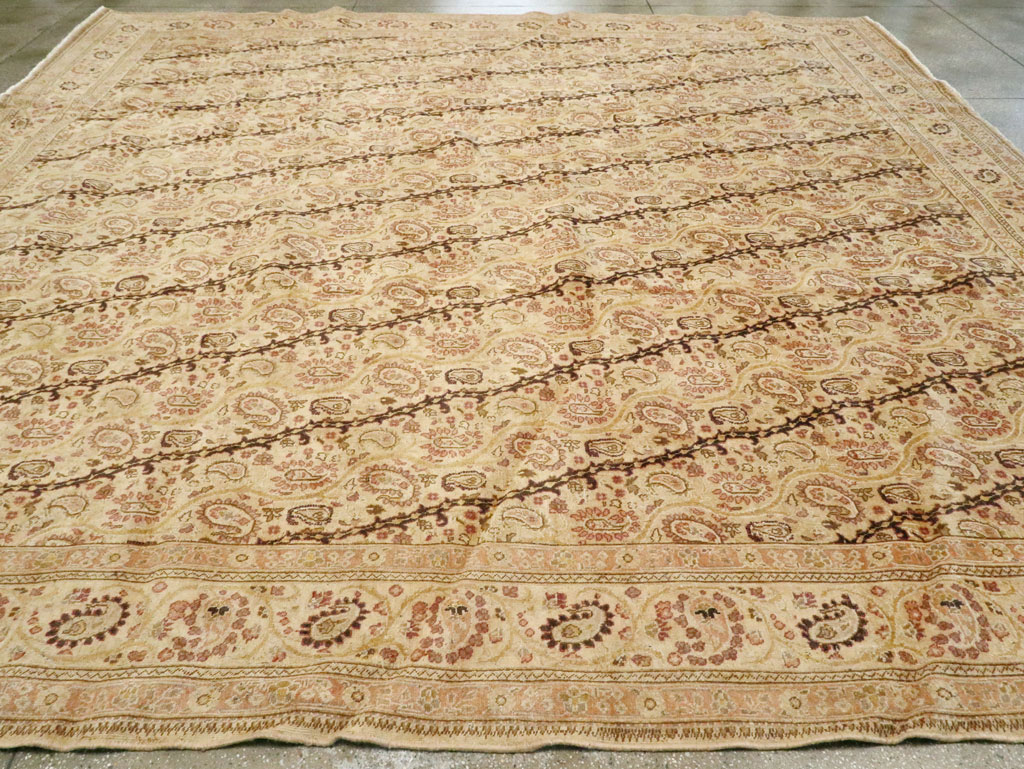 Antique Persian Tabriz Square Carpet, No.8048 - Staging