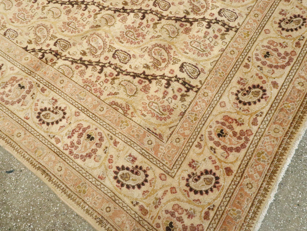 Antique Persian Tabriz Square Carpet, No.8048 - Staging