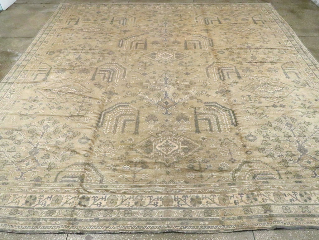 Vintage European Oushak Carpet, No.8050 - Staging