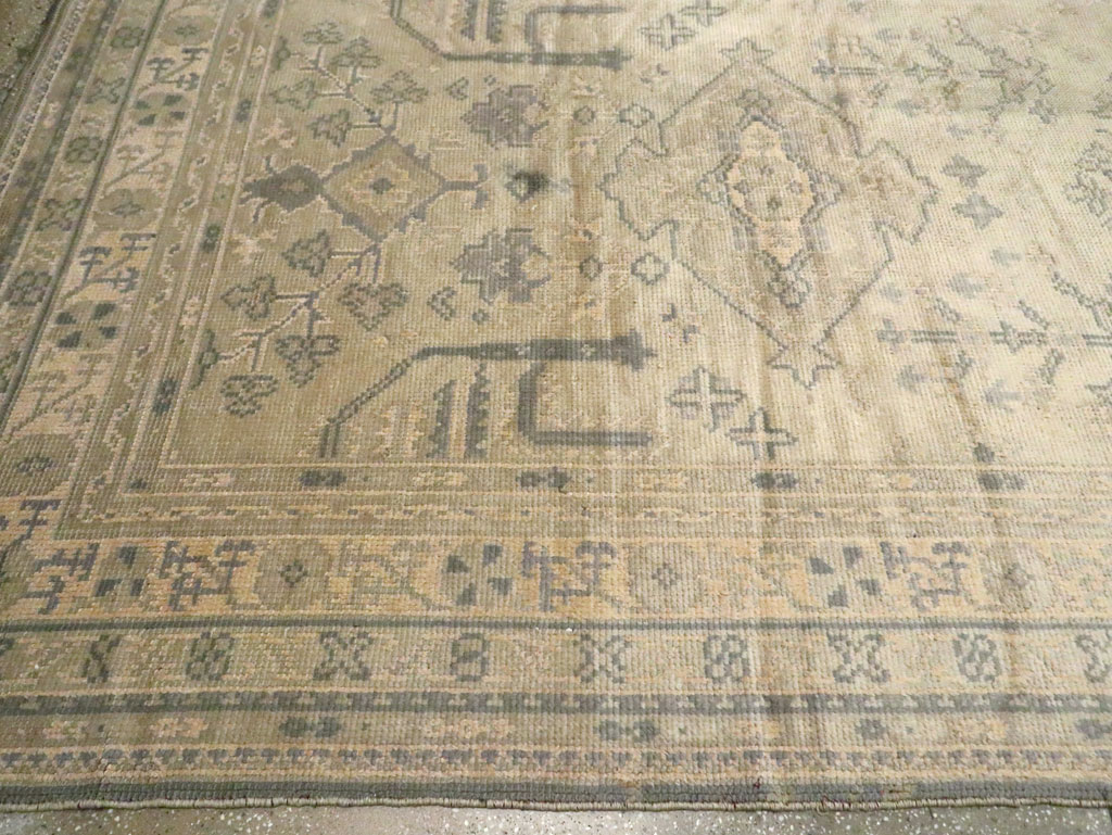 Vintage European Oushak Carpet, No.8050 - Staging