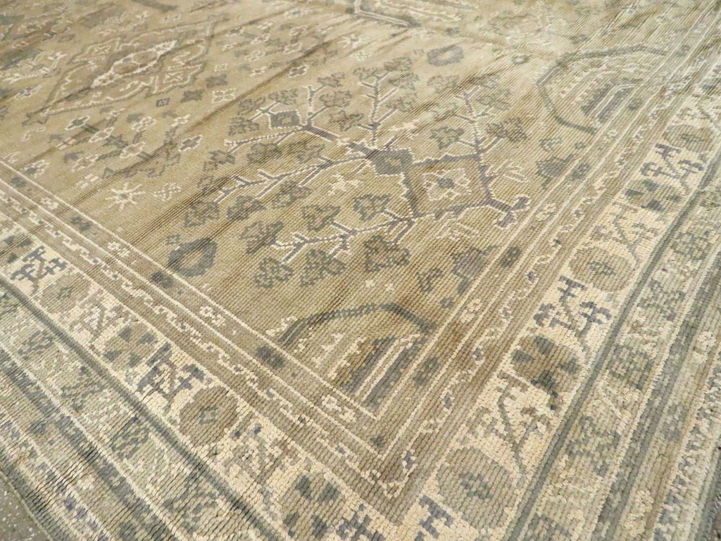 Vintage European Oushak Carpet, No.8050 - Staging