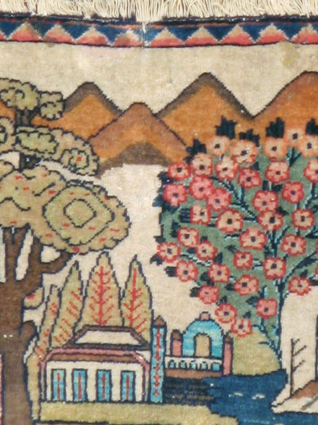 Antique Persian Kashan Pictorial Rug, No.8103 - Staging