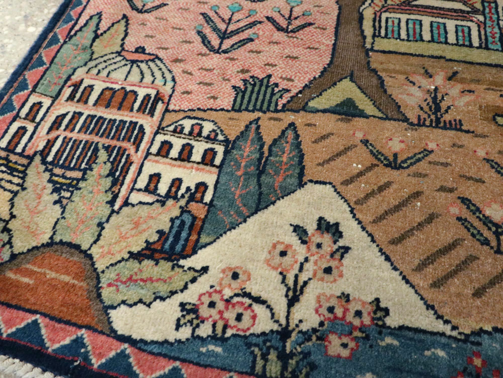 Antique Persian Kashan Pictorial Rug, No.8103 - Staging